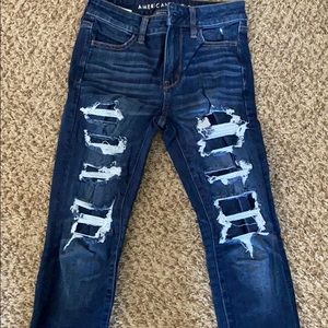 high rise stretchy patchwork skinny jeans